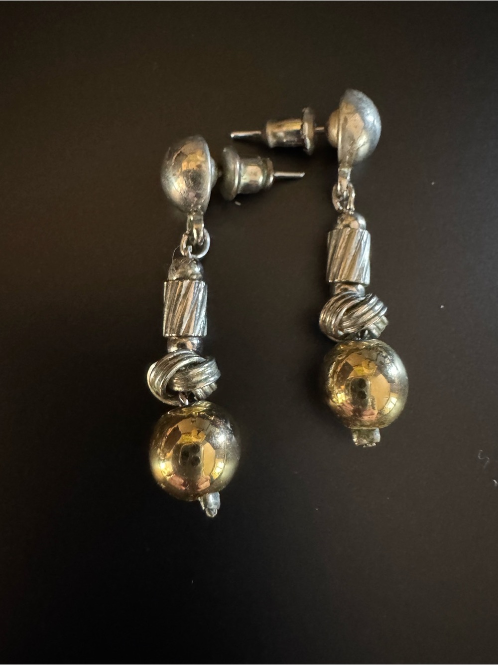 Vintage Two-Tone Dangle Earrings